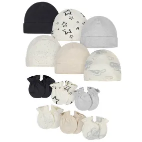 12-Piece Baby Neutral Words Cap and Mitten Set 12-Piece Baby Neutral Words Cap and Mitten Set