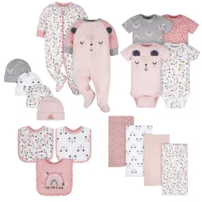 17-Piece Baby Girls Bear Apparel & Blankets Bundle 17-Piece Baby Girls Bear Apparel & Blankets Bundle