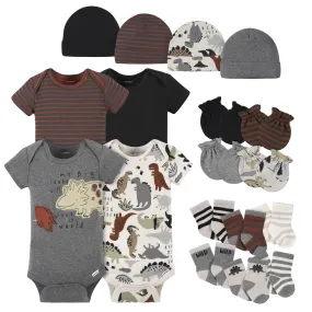 18-Piece Baby Boys Dino Onesies® Bodysuit, Mitten, Cap, & Sock Set 18-Piece Baby Boys Dino Onesies® Bodysuit, Mitten, Cap, & Sock Set