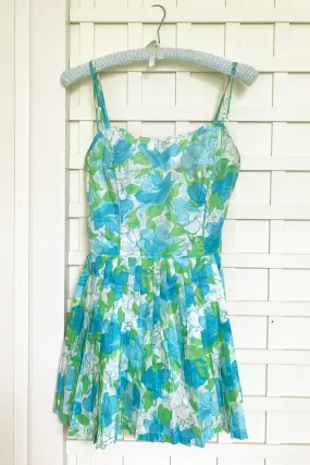 1960s Pinup MOD Swimsuit Romper w Pleated Skirt 1960s Pinup MOD Swimsuit Romper w Pleated Skirt