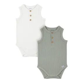2-Pack Baby Boys Green Ivory Sleeveless Onesies® Bodysuits 2-Pack Baby Boys Green Ivory Sleeveless Onesies® Bodysuits