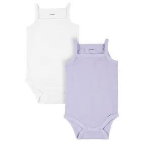 2-Pack Baby Girls Purple & White Sleeveless Onesies® Bodysuits 2-Pack Baby Girls Purple & White Sleeveless Onesies® Bodysuits