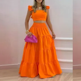 2 Pcs Women's Sleeveless Solid Color Skirts Set 390785 2 Pcs Women's Sleeveless Solid Color Skirts Set 390785