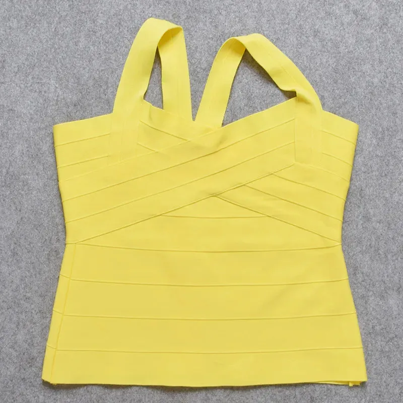 2024 Red Criss Cross Bandage Tank Top for Office Ladies