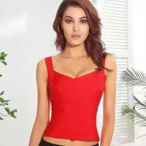 2024 Red Criss Cross Bandage Tank Top for Office Ladies 2024 Red Criss Cross Bandage Tank Top for Office Ladies