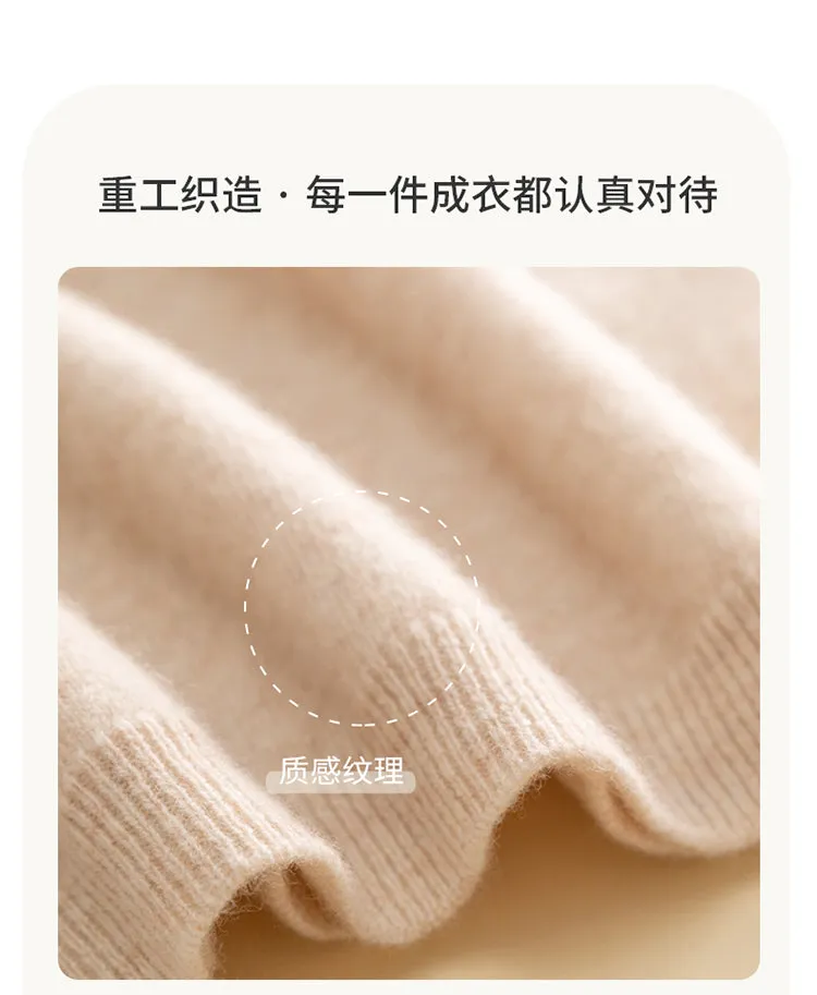 2024 Women Solid Half High Collar Cashmere Sweater Autumn Winter Loose Plus-Size Knitted Wool Casual Sweater Bottoming Shirt