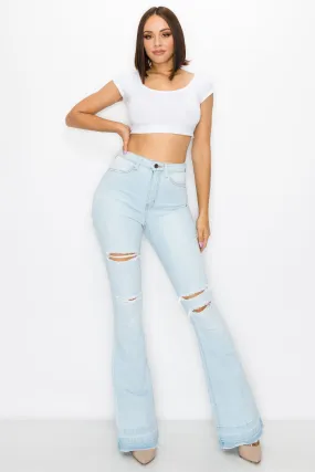 2129 Women's High Waisted Distressed Flare Jeans 2129 Women's High Waisted Distressed Flare Jeans