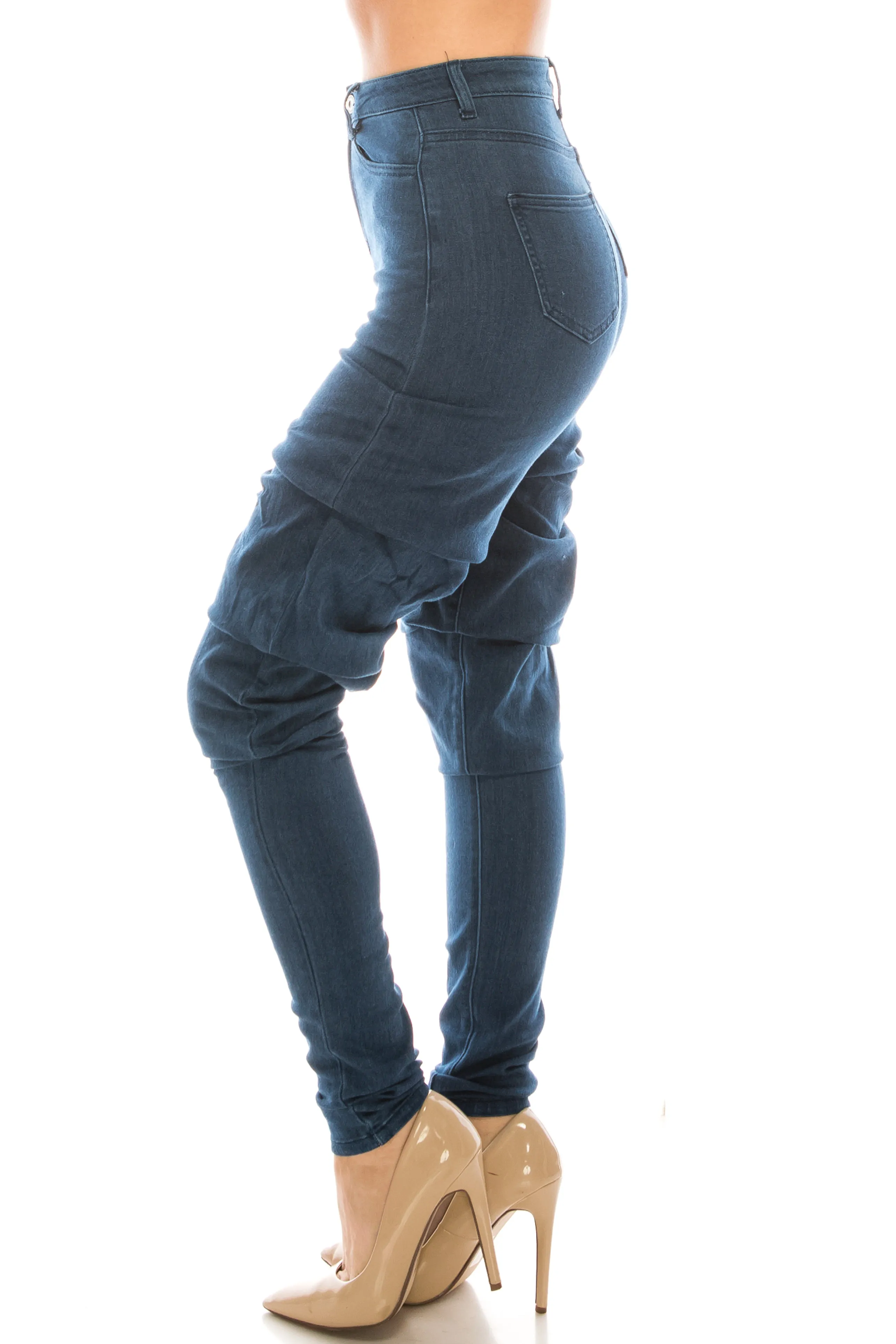 4685 Super High Waisted Scrunch Up Ruched Jeans