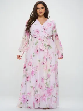 Abigail Plus Size Chiffon Maxi Dress in Lilac Abigail Plus Size Chiffon Maxi Dress in Lilac