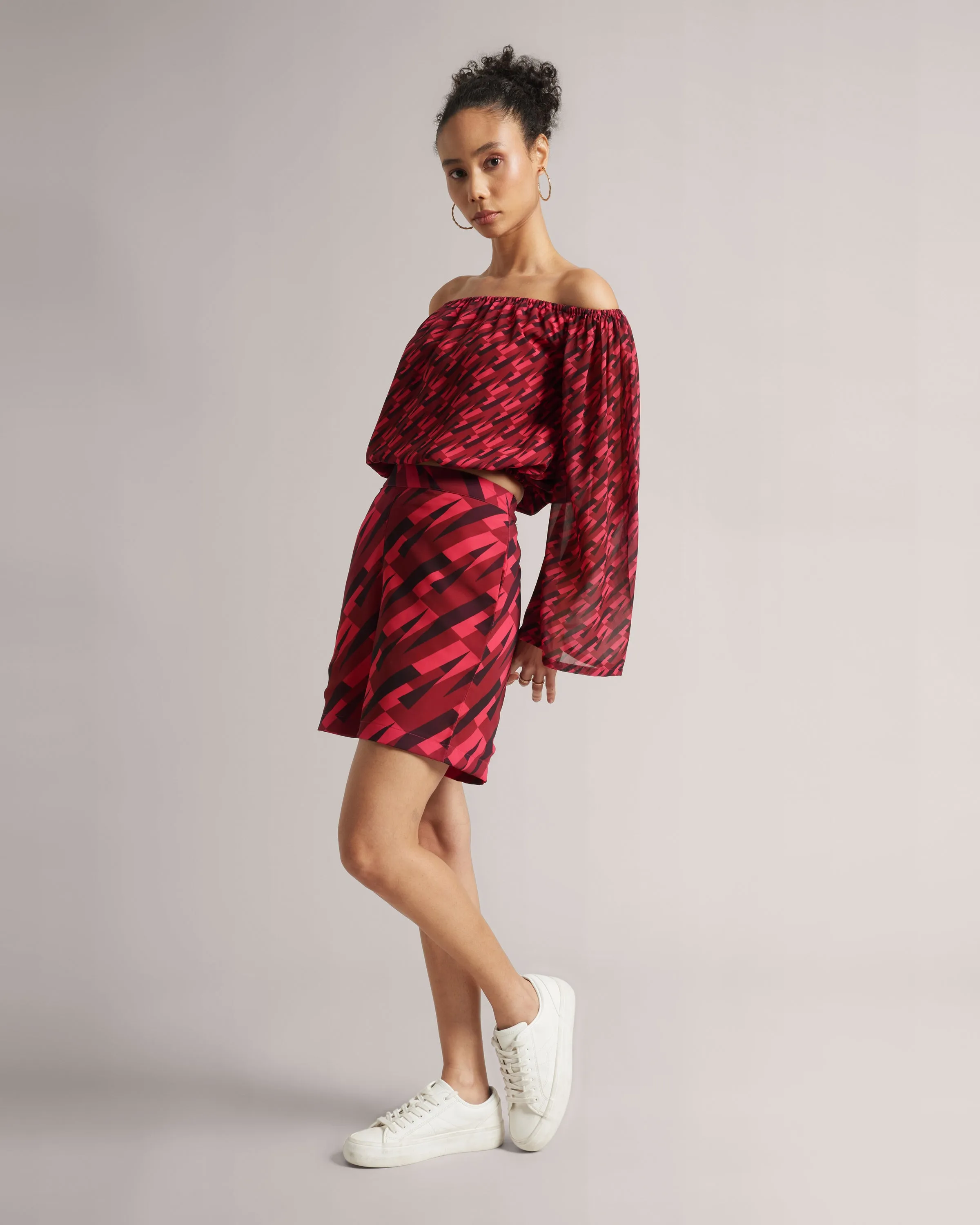 All About Pink Off-Shoulder and Shorts Co-Ord Set