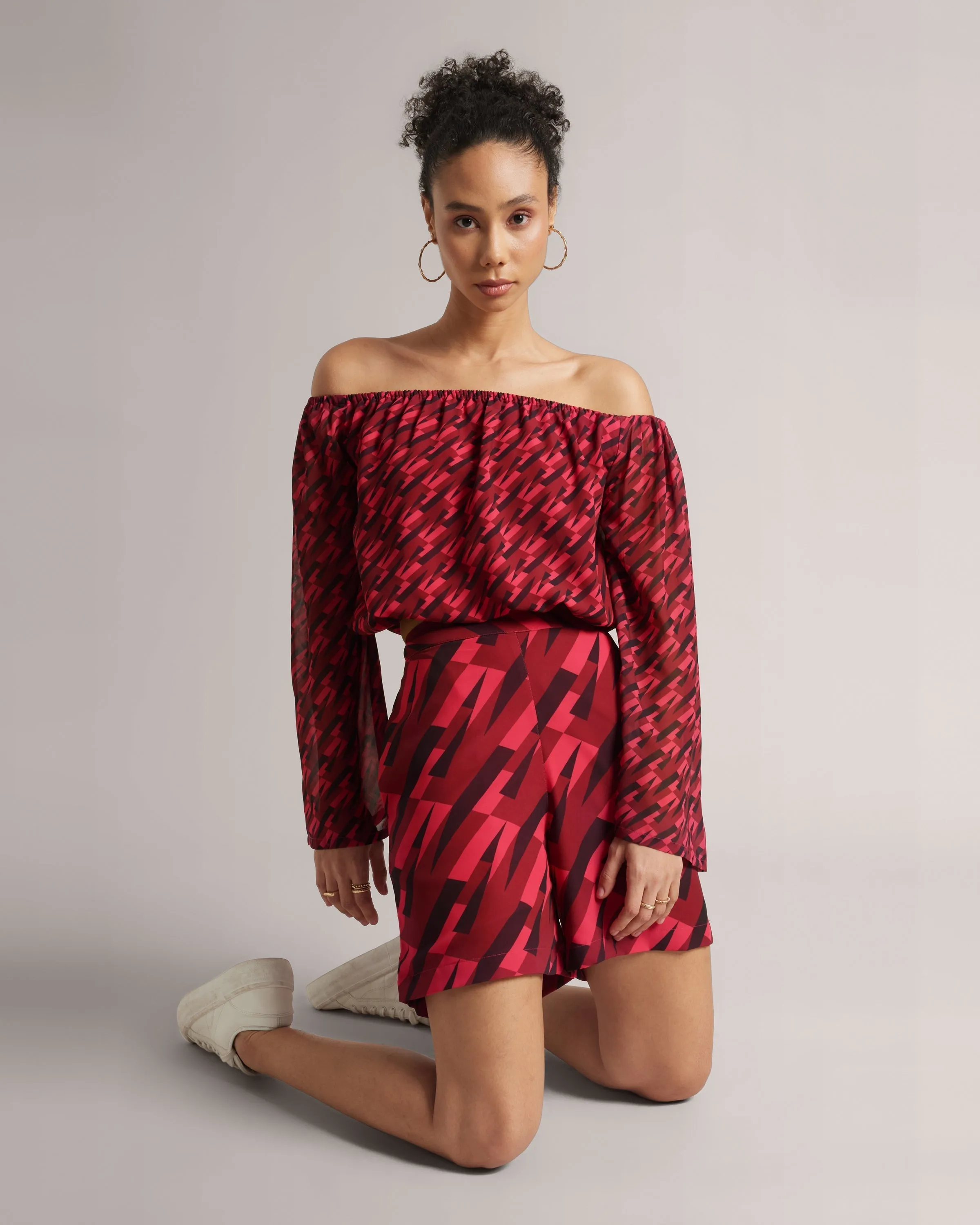 All About Pink Off-Shoulder and Shorts Co-Ord Set