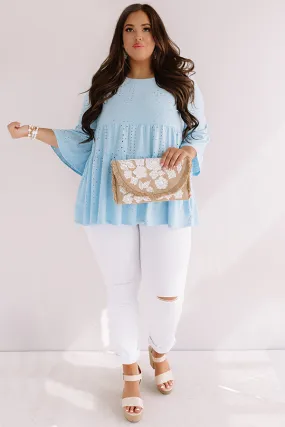 Amalfi Mood Eyelet Shift Top In Sky Blue Curves Amalfi Mood Eyelet Shift Top In Sky Blue Curves