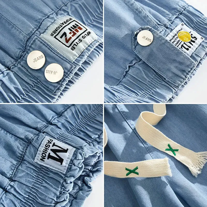 Ankle-length Straight Leg Jeans Summer Elastic High Waist Wide Leg Denim Baggy Pants Women Oversize 4xl Pantalones Blue Vaqueros