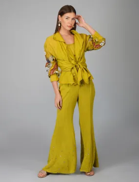 APPLIQUE SLEEVE BELTED TOP SET APPLIQUE SLEEVE BELTED TOP SET