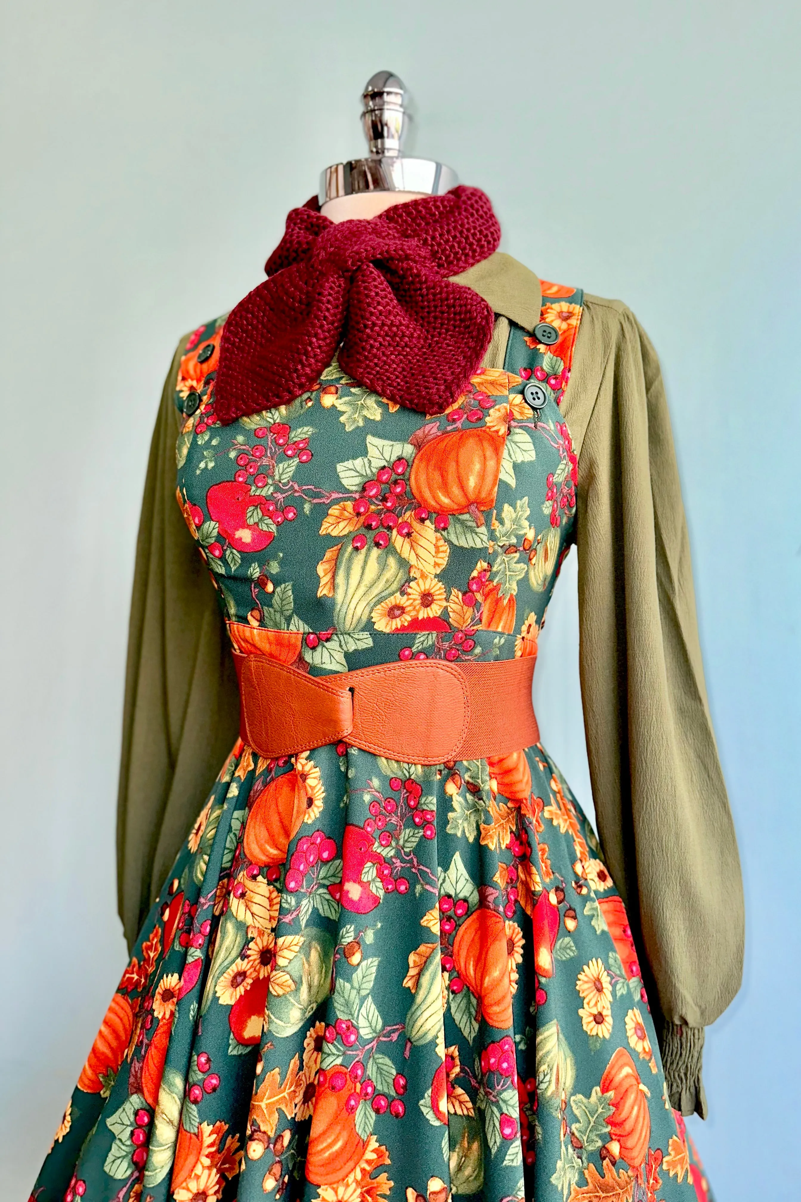 Autumn Leaves Pinafore Dress by Hell Bunny