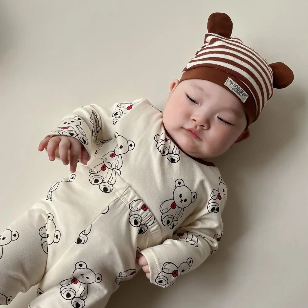 Autumn Printed Long-sleeved Cute Bear Bottoming Shirt Set Baby Clothes Wholesale