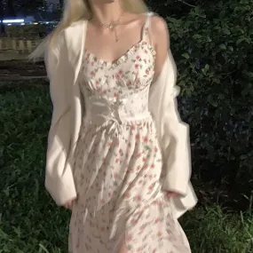 Autumn Vintage Elegant Strap Dress Women Floral Retro Evening Party Midi Dresses Print Casual Sweet Korean Fashion Dresses Autumn Vintage Elegant Strap Dress Women Floral Retro Evening Party Midi Dresses Print Casual Sweet Korean Fashion Dresses