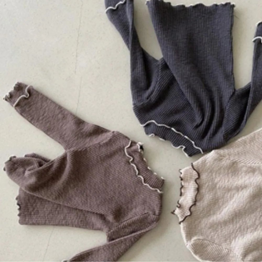 Baby Girl Autumn and Winter Solid Color Cotton Bottoming Shirt With Fungus Edge T-shirt Wholesale Baby Clothes
