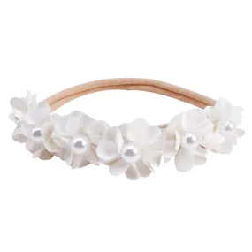 Baby Girl Mini Little Flower Crown Headband in Milk White Baby Girl Mini Little Flower Crown Headband in Milk White