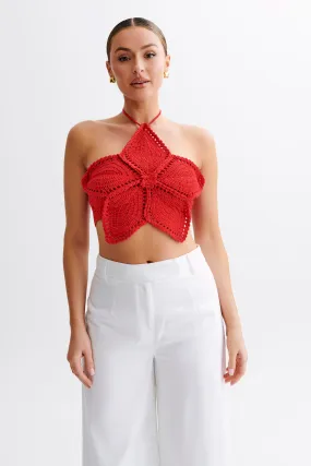 Bailey Floral Crochet Halter Top - Pomegranate Bailey Floral Crochet Halter Top - Pomegranate