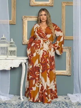 Bernadette Plus Size Chiffon Maxi Dress in Amber Bernadette Plus Size Chiffon Maxi Dress in Amber
