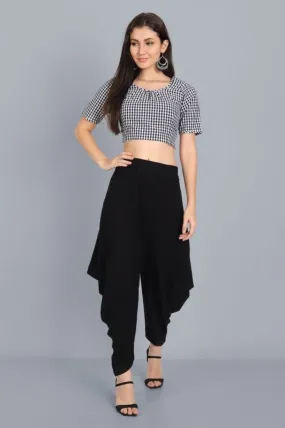 Black and White Check Gathered Blouse Black and White Check Gathered Blouse