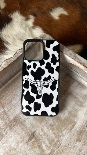 Black cowprint bull western country phone case Black cowprint bull western country phone case