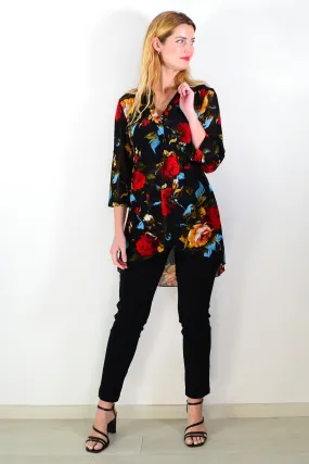 Black Floral Mesh Ladies Tunic Top Black Floral Mesh Ladies Tunic Top