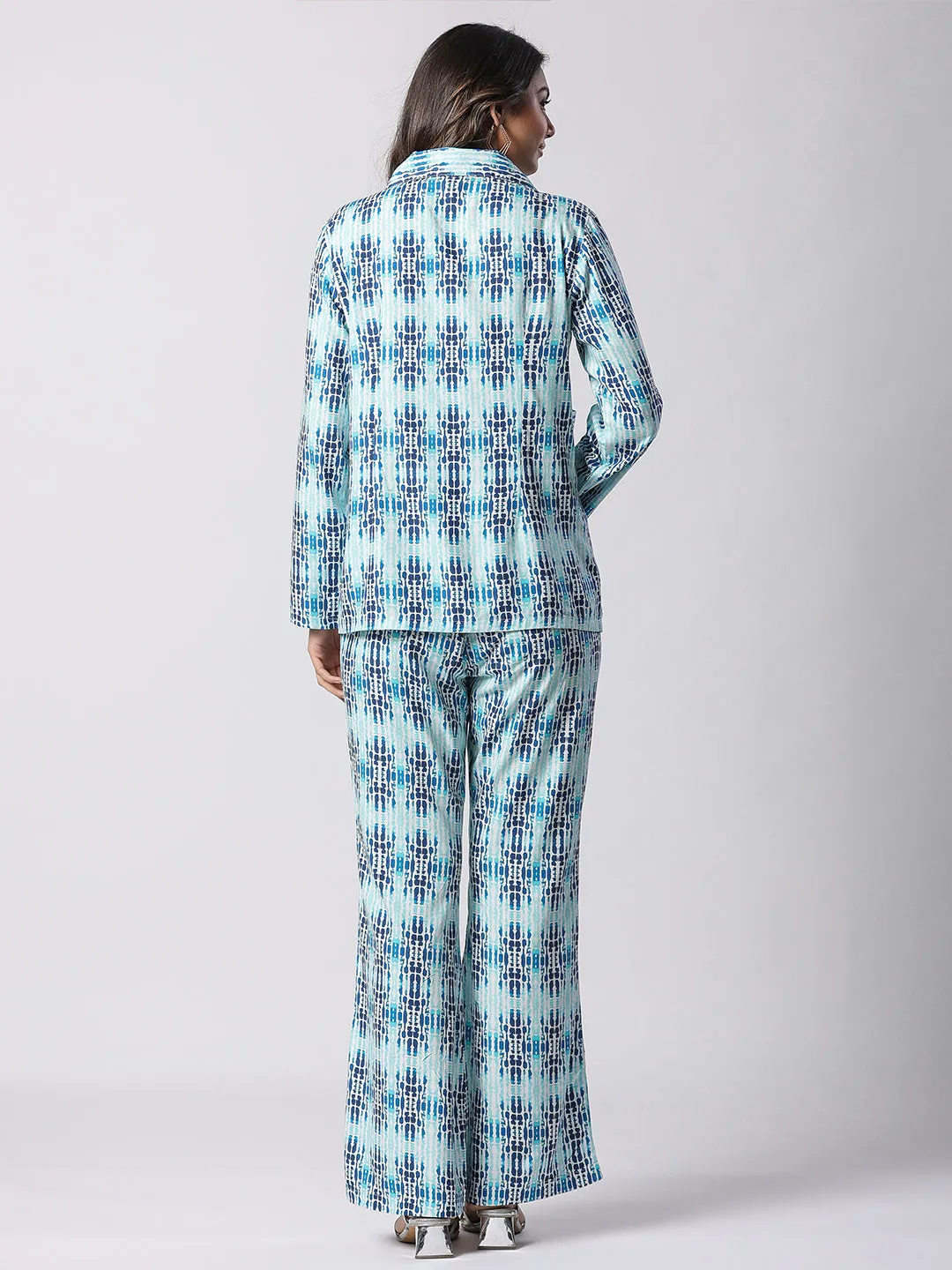 Blue Exotic Shibori Printed Modal Co-ord Set