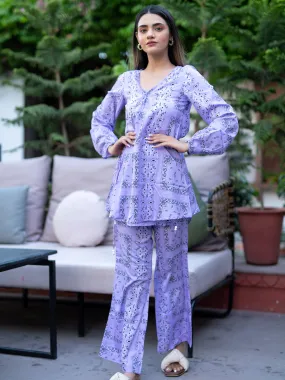 Blue Solid Printed Co-ord set Blue Solid Printed Co-ord set