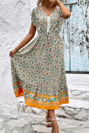 Bohemian V-Neck Flutter Sleeve Dress Bohemian V-Neck Flutter Sleeve Dress