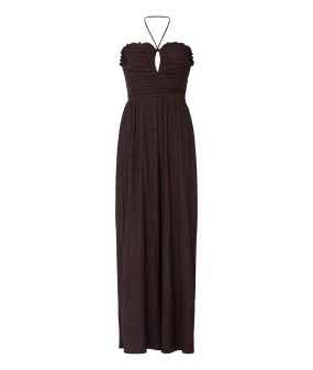 Bonny Pleated Strappy Halterneck Jumpsuit - Brown Bonny Pleated Strappy Halterneck Jumpsuit - Brown