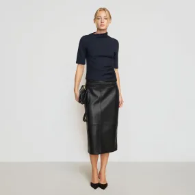 Briony Back Split-Hem Vegan Leather Skirt Briony Back Split-Hem Vegan Leather Skirt