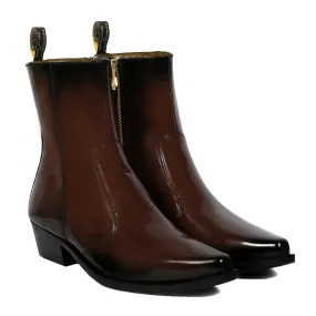 Brushed Off Cowboy Boots Dark Brown Leather Cuban Heel By Brune & Bareskin Brushed Off Cowboy Boots Dark Brown Leather Cuban Heel By Brune & Bareskin