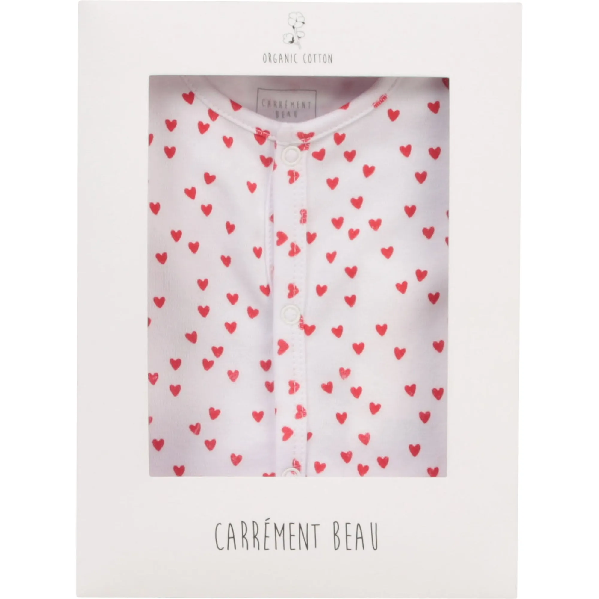 Carrement Beau Baby Front Snap Heart Pattern Footie