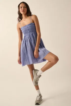 Catching Clouds Smocked Crinkle Cotton Mini Dress Catching Clouds Smocked Crinkle Cotton Mini Dress
