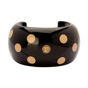 Chanel Black & Beige Polka Dot Acrylic Cuff Chanel Black & Beige Polka Dot Acrylic Cuff