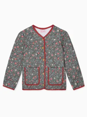 Charcoal Floral Calida Quilted Girl Jacket Charcoal Floral Calida Quilted Girl Jacket