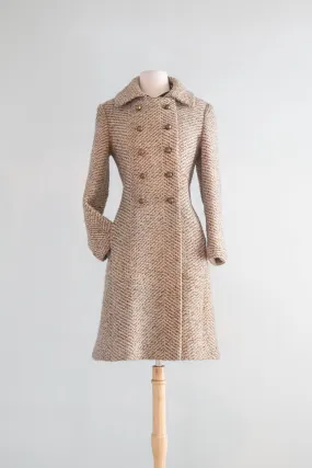 Classic 1960's Autumn Tweed Wool Pea Coat From Charles F. Berg  / Medium Classic 1960's Autumn Tweed Wool Pea Coat From Charles F. Berg  / Medium