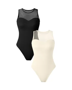 Crew Neck Mesh  Bodysuits Crew Neck Mesh  Bodysuits