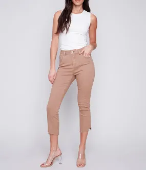 Cropped Bootcut Twill Pants with Asymmetrical Hem Cropped Bootcut Twill Pants with Asymmetrical Hem