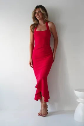 Damaris Textured Midi Dress | Red Damaris Textured Midi Dress | Red