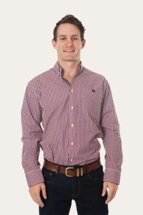 Davidson Mens Gingham Dress Shirt - Burgundy Davidson Mens Gingham Dress Shirt - Burgundy