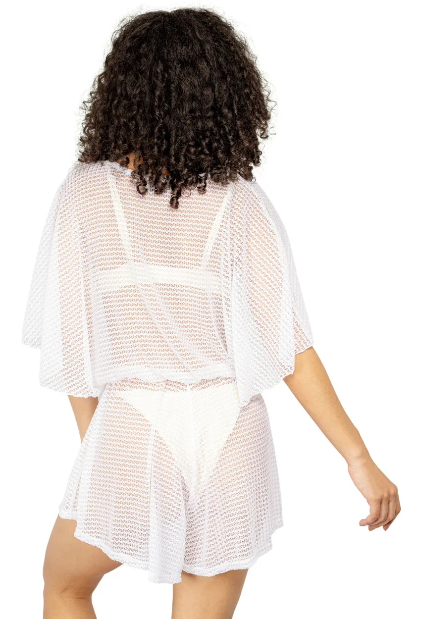 DEEP V-NECK BATWING SLEEVE ROMPER - NAC