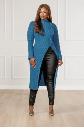 Denali Button Detail Sweater - Dark Teal Denali Button Detail Sweater - Dark Teal