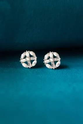 Ditsy Radiant Pattern Baguette Sterling Silver Stud Earrings Ditsy Radiant Pattern Baguette Sterling Silver Stud Earrings