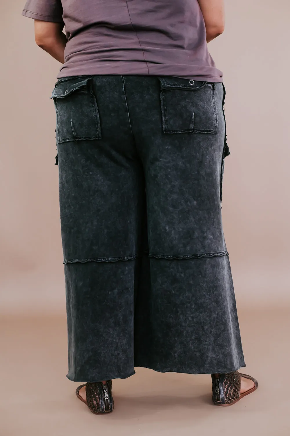 Down For It Distressed Cargo Pant, Black