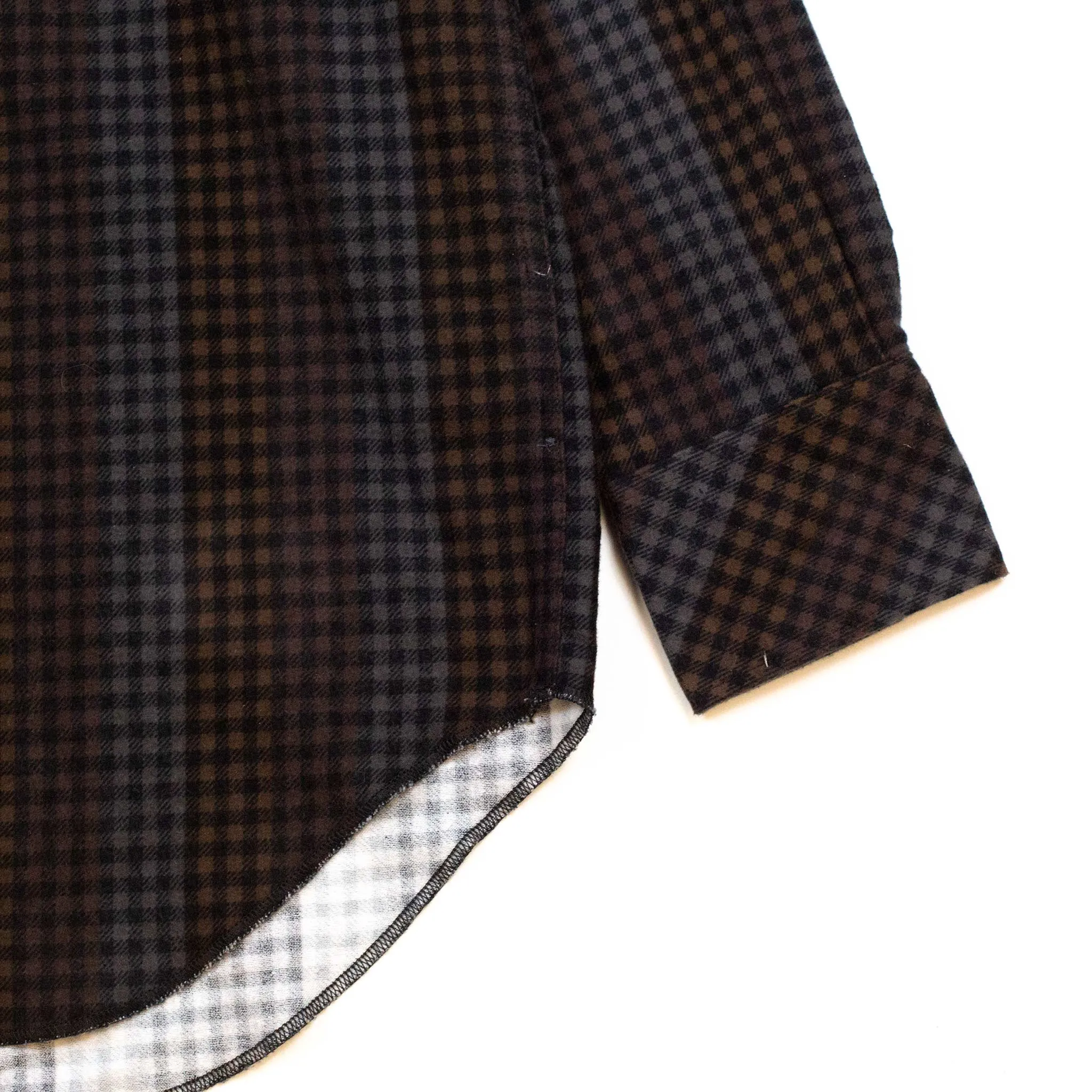 Engineered Garments Western Shirt Black Brown Flannel Print Dark Check