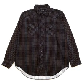 Engineered Garments Western Shirt Black Brown Flannel Print Dark Check Engineered Garments Western Shirt Black Brown Flannel Print Dark Check