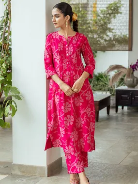 Ethnic Bandhani Printed A-Line Co-ord Set - Pink Ethnic Bandhani Printed A-Line Co-ord Set - Pink